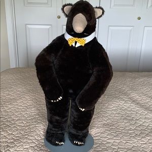 Hand crafted Stuffed Black Bear w/ pottery claws